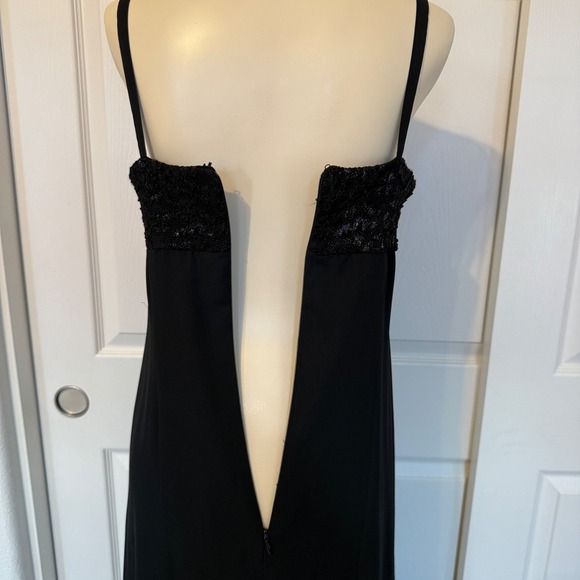Black Lace Bodice Spaghetti Strap Maxi Dress Goth Dark Romantic - Picture 10 of 11